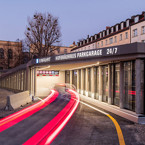 Einfahrt Abend Hofbräuhaus Parkgarage Einfahrt Abend